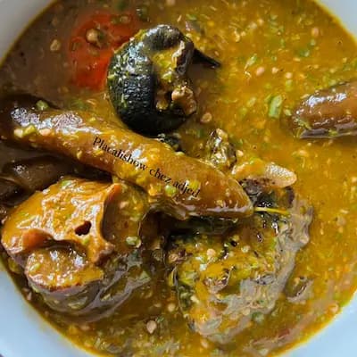 Placali et Sauce Gombo Frais / 2 kploh + 1 crabe + 1 patte de boeuf